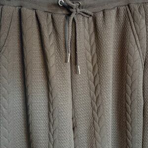 Very J Black Cable-knit Textured Wide-leg Trouser Sweats NWT